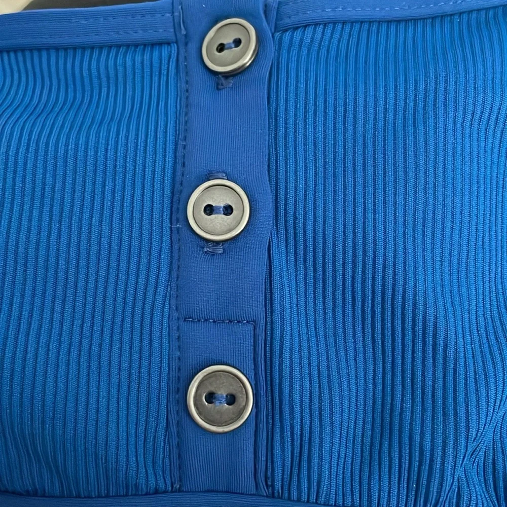 l*space‎ Robbie Pull On Ribbed Henley Bikini Top in Indigo